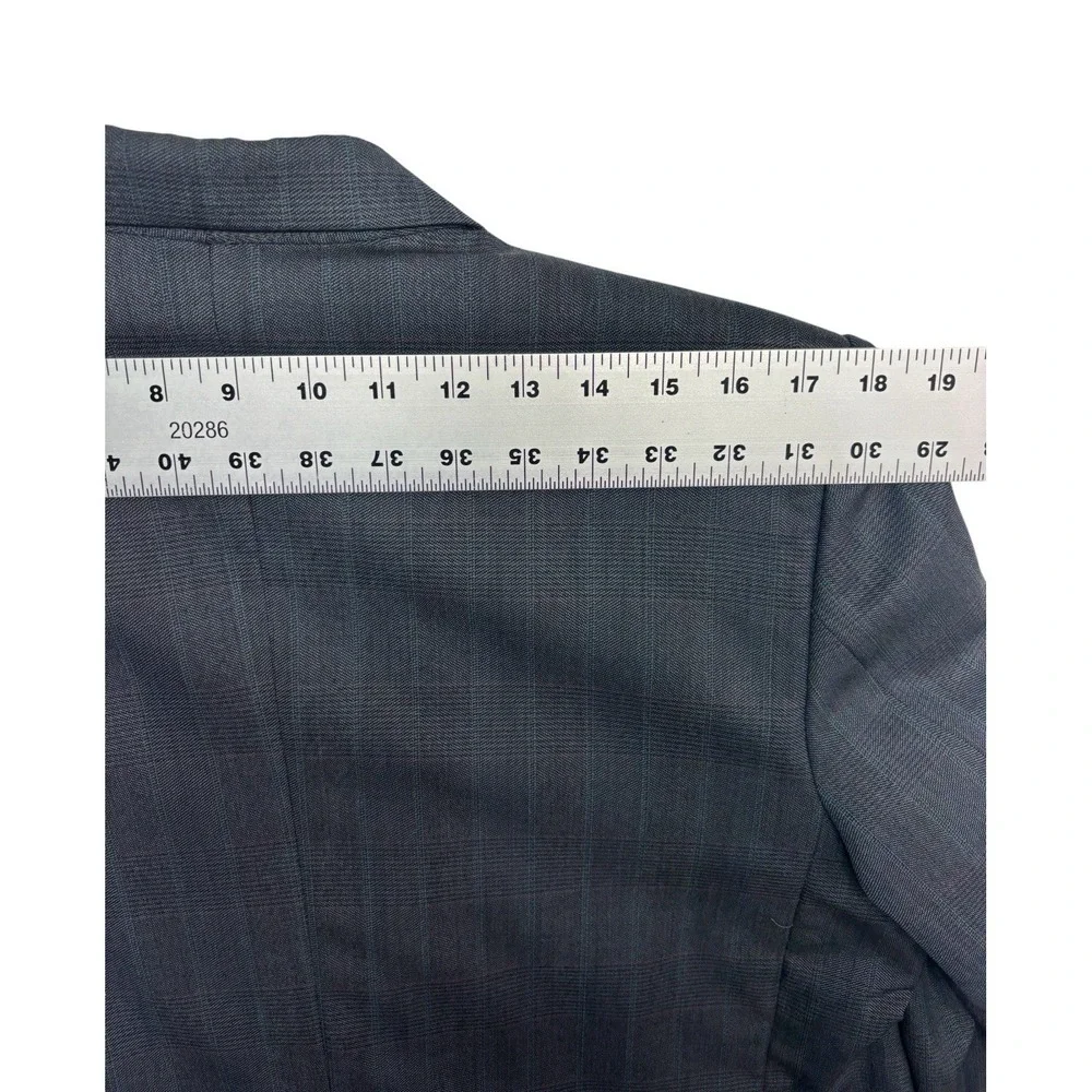 vtg 90s Tailored 40S Charcoal Plaid Double Breasted Blazer Jacket‎ Sport Coat